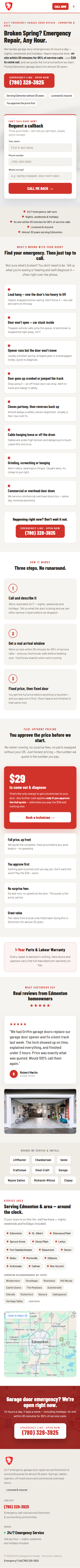 Griffin Garage Doors landing page built by Marketify